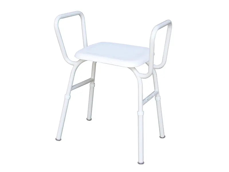 Shower Stool, Aluminium, Plastic Seat, with Arms