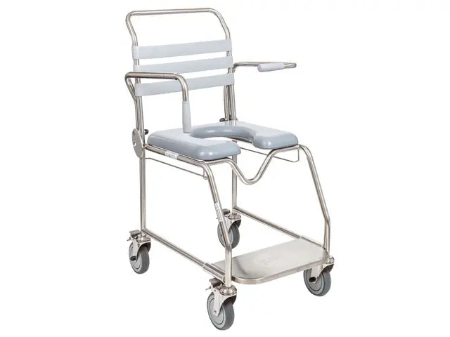 Shower Commode, Attendant Propelled, Sliding Footplate, 460mm, Juvo