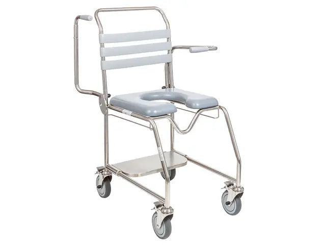 Shower Commode, Attendant Propelled, Sliding Footplate, 460mm, Juvo
