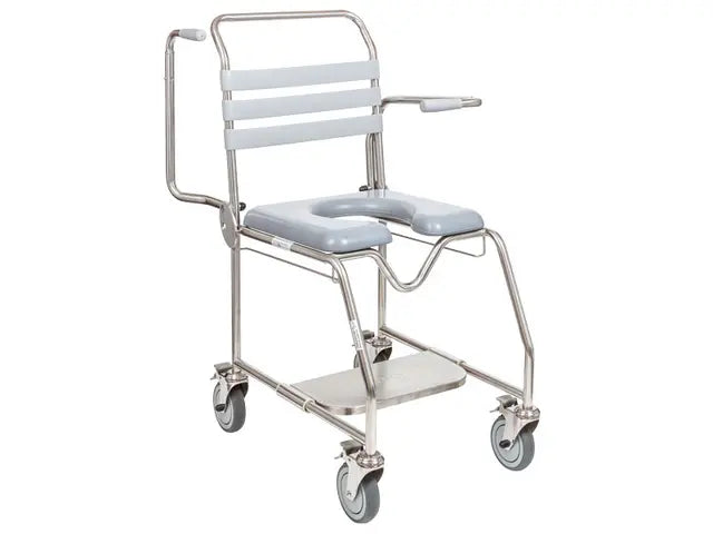 Shower Commode, Attendant Propelled, Sliding Footplate, 460mm, Juvo