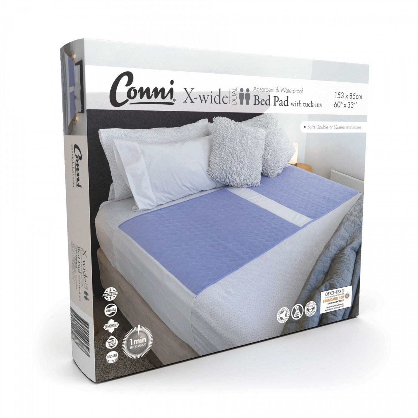 Conni X-Wide Dual Reusable Bed Pads with Tuck-Ins