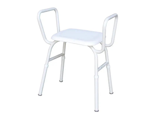Shower Stool, Aluminium, Plastic Seat, with Arms