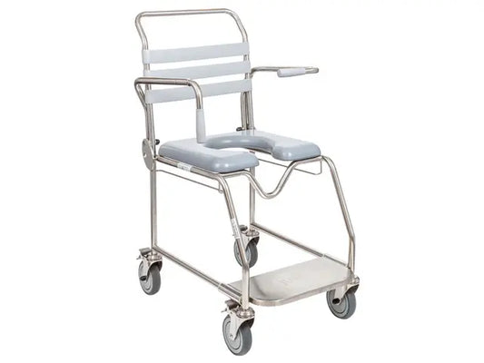 Shower Commode, Attendant Propelled, Sliding Footplate, 460mm, Juvo